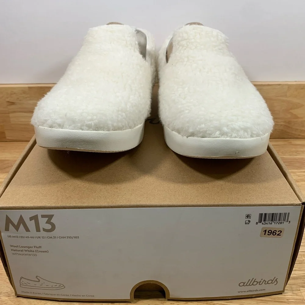 NEW Wool Lounger Fluff Mens 13 Natural White Cream‎ Merino Wool MF1MAWW130